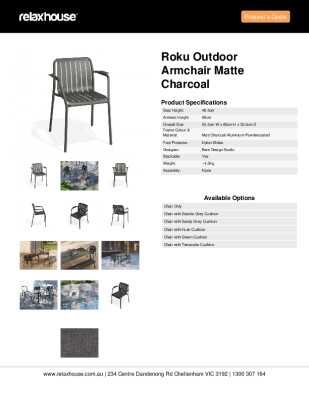 Tear Sheet: Roku Outdoor Armchair Matte Charcoal