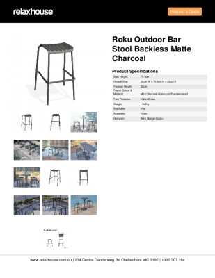 Tear Sheet: Roku Outdoor Bar Stool Backless Matte Charcoal