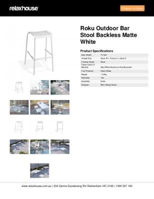 Tear Sheet: Roku Outdoor Bar Stool Backless Matte White