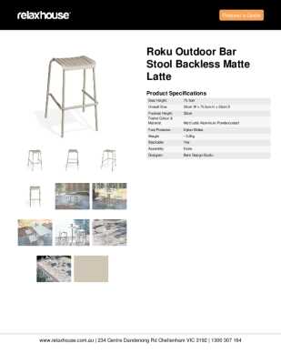Tear Sheet: Roku Outdoor Bar Stool Backless Matte Latte