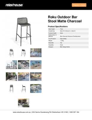 Tear Sheet: Roku Outdoor Bar Stool Matte Charcoal