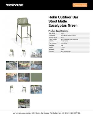 Tear Sheet: Roku Outdoor Bar Stool Matte Eucalyptus Green
