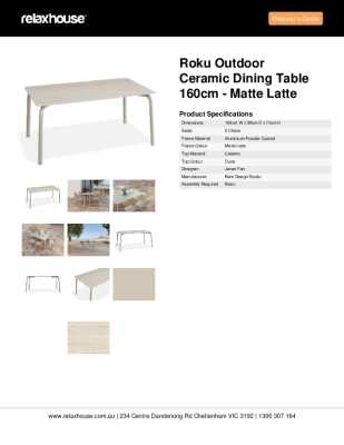 Tear Sheet: Roku Outdoor Ceramic Dining Table 160cm - Matte Latte