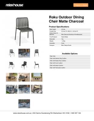 Tear Sheet: Roku Outdoor Dining Chair Matte Charcoal