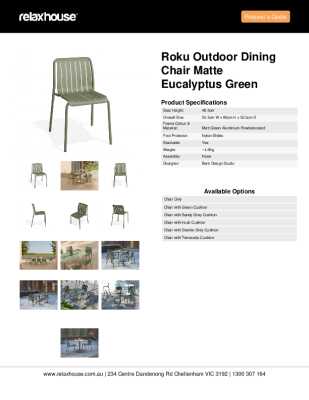 Tear Sheet: Roku Outdoor Dining Chair Matte Eucalyptus Green