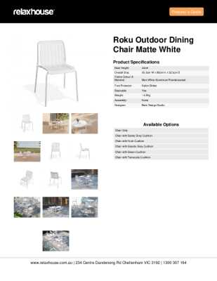 Tear Sheet: Roku Outdoor Dining Chair Matte White