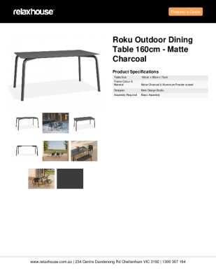 Tear Sheet: Roku Outdoor Dining Table 160cm - Matte Charcoal