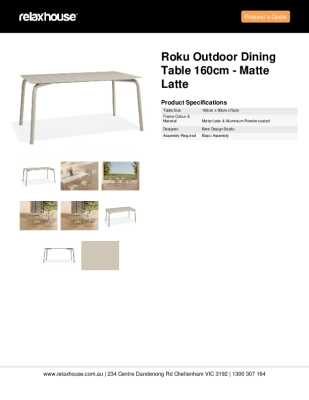 Tear Sheet: Roku Outdoor Dining Table 160cm - Matte Latte