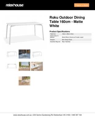 Tear Sheet: Roku Outdoor Dining Table 160cm - Matte White