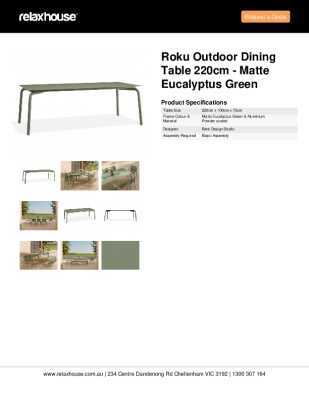 Tear Sheet: Roku Outdoor Dining Table 220cm - Matte Eucalyptus Green