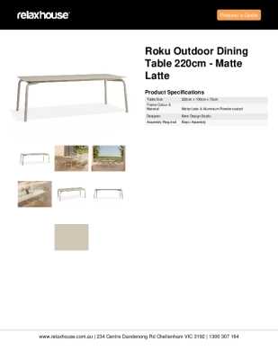 Tear Sheet: Roku Outdoor Dining Table 220cm - Matte Latte