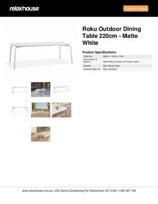 Tear Sheet: Roku Outdoor Dining Table 220cm - Matte White