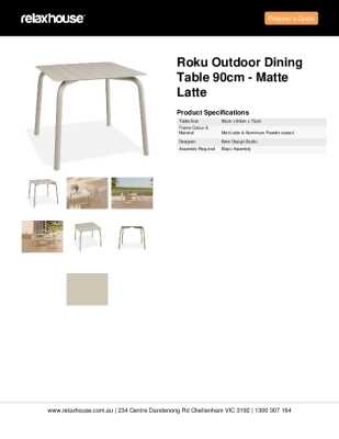 Tear Sheet: Roku Outdoor Dining Table 90cm - Matte Latte