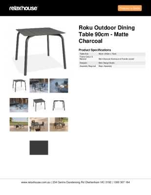 Tear Sheet: Roku Outdoor Dining Table 90cm - Matte Charcoal