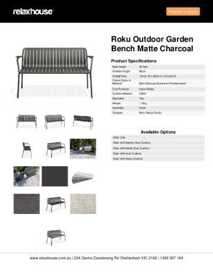 Tear Sheet: Roku Outdoor Garden Bench Matte Charcoal