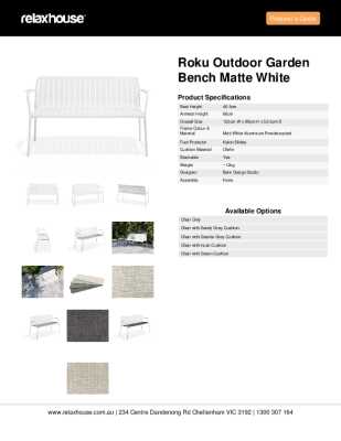 Tear Sheet: Roku Outdoor Garden Bench Matte White