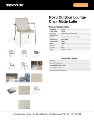 Tear Sheet: Roku Outdoor Lounge Chair Matte Latte
