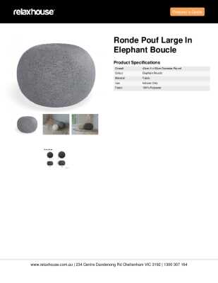 Tear Sheet: Ronde Pouf Large in Elephant Boucle