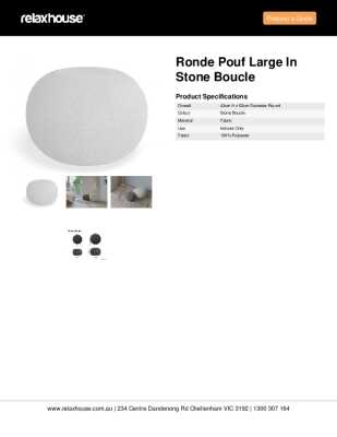 Tear Sheet: Ronde Pouf Large in Stone Boucle