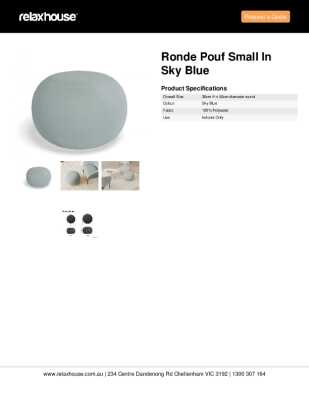 Tear Sheet: Ronde Pouf Small in Sky Blue