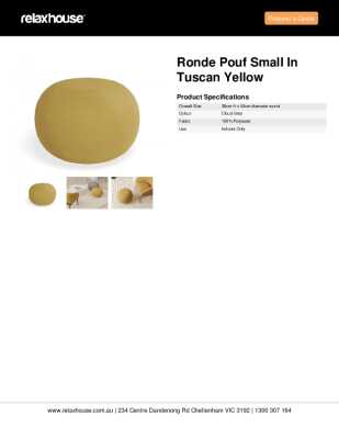 Tear Sheet: Ronde Pouf Small in Tuscan Yellow