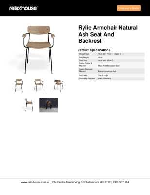 Tear Sheet: Rylie Armchair Natural Ash Seat and Backrest