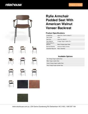 Tear Sheet: Rylie Armchair Padded Seat with American Walnut Veneer Backrest