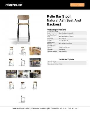 Tear Sheet: Rylie Bar Stool Natural Ash Seat and Backrest