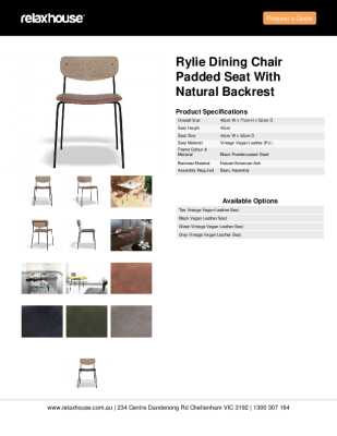 Tear Sheet: Rylie Dining Chair Padded Seat with Natural Backrest