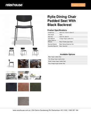 Tear Sheet: Rylie Dining Chair Padded Seat with Black Backrest