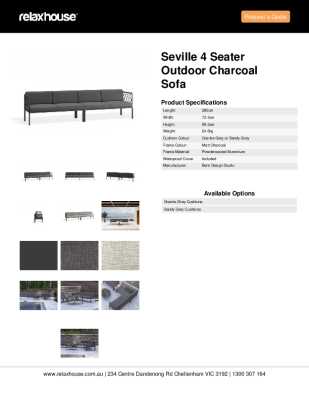 Tear Sheet: Seville 4 Seater Outdoor Charcoal Sofa	