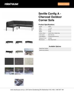 Tear Sheet: Seville Config A - Charcoal Outdoor Corner Sofa
