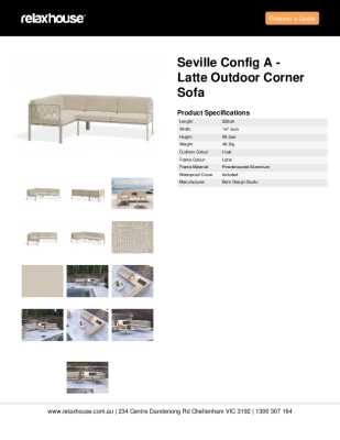 Tear Sheet: Seville Config A - Latte Outdoor Corner Sofa