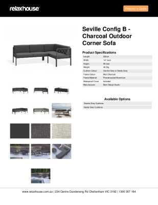 Tear Sheet: Seville Config B - Charcoal Outdoor Corner Sofa