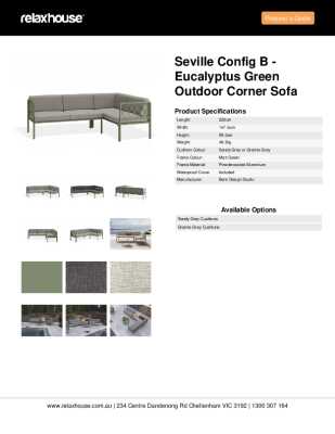 Tear Sheet: Seville Config B - Eucalyptus Green Outdoor Corner Sofa
