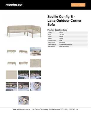 Tear Sheet: Seville Config B - Latte Outdoor Corner Sofa