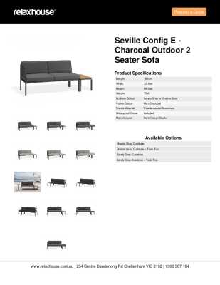 Tear Sheet: Seville Config E - Charcoal Outdoor 2 Seater Sofa