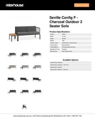 Tear Sheet: Seville Config F - Charcoal Outdoor 2 Seater Sofa