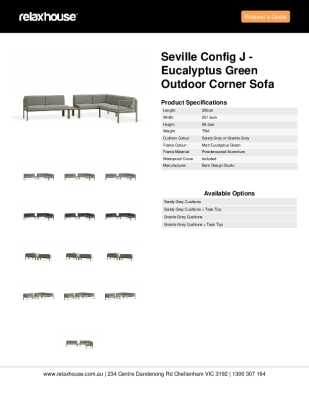 Tear Sheet: Seville Config J - Eucalyptus Green Outdoor Corner Sofa