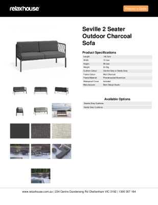 Tear Sheet: Seville 2 Seater Outdoor Charcoal Sofa