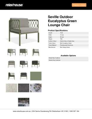 Tear Sheet: Seville Outdoor Eucalyptus Green Lounge Chair	