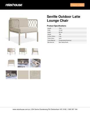Tear Sheet: Seville Outdoor Latte Lounge Chair	