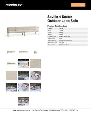 Tear Sheet: Seville 4 Seater Outdoor Latte Sofa
