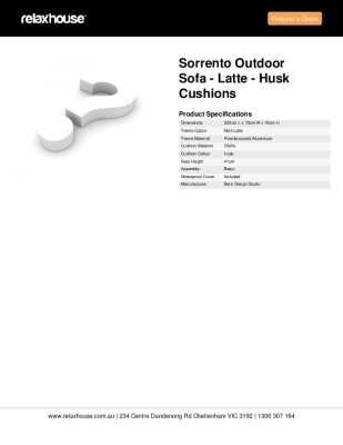 Tear Sheet: Sorrento Outdoor Sofa - Latte - Husk Cushions