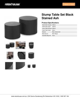 Tear Sheet: Stump Table Set Black Stained Ash