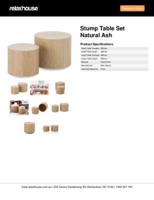 Tear Sheet: Stump Table Set Natural Ash