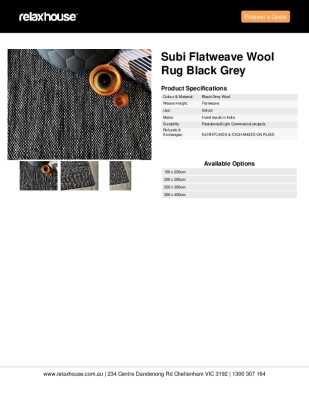 Tear Sheet: Subi Flatweave Wool Rug Black Grey