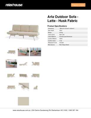 Tear Sheet: Arla Outdoor Sofa - Latte - Husk Fabric