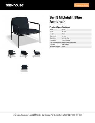 Tear Sheet: Swift Midnight Blue Armchair