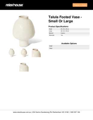 Tear Sheet: Talula Footed Vase - Small or Large